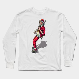 Christmas Skateboarding Santa Long Sleeve T-Shirt